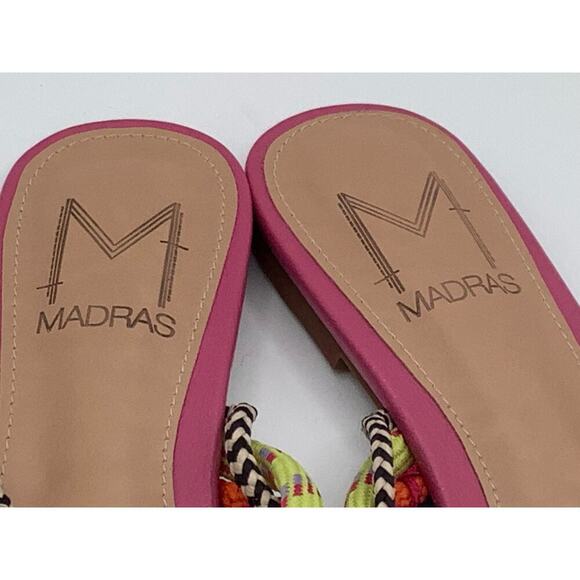Madras Size 37 Pink Slide with Multicolor Roping Super Fun EUC - Picture 5 of 8